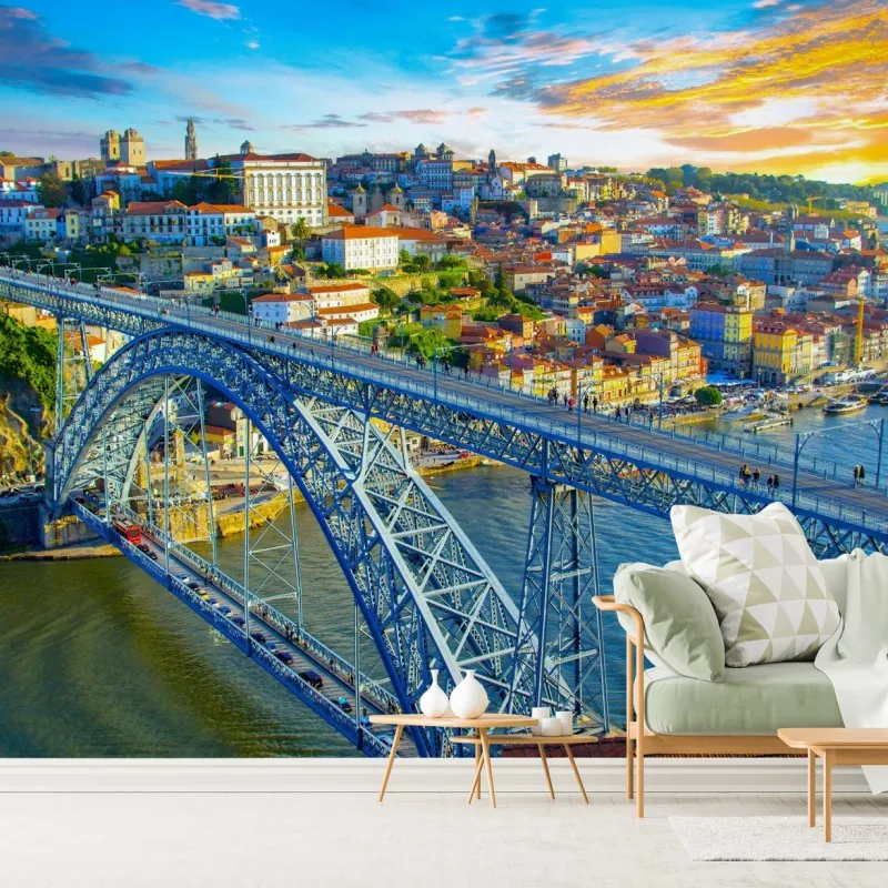 Fototapeta słoneczna panorama Porto z mostem