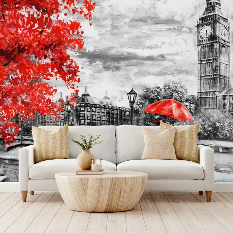 Fototapeta romantyczny deszczowy wieczór w Londynie