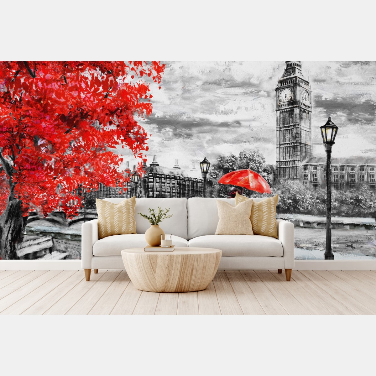 Wall mural romantic rainy evening in London