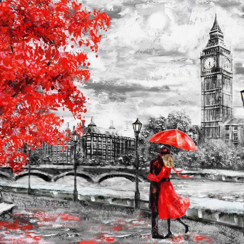 Fototapeta romantyczny deszczowy wieczór w Londynie – Wallissimo® Fototapeta romantyczny deszczowy wieczór w Londynie – Wallissimo®