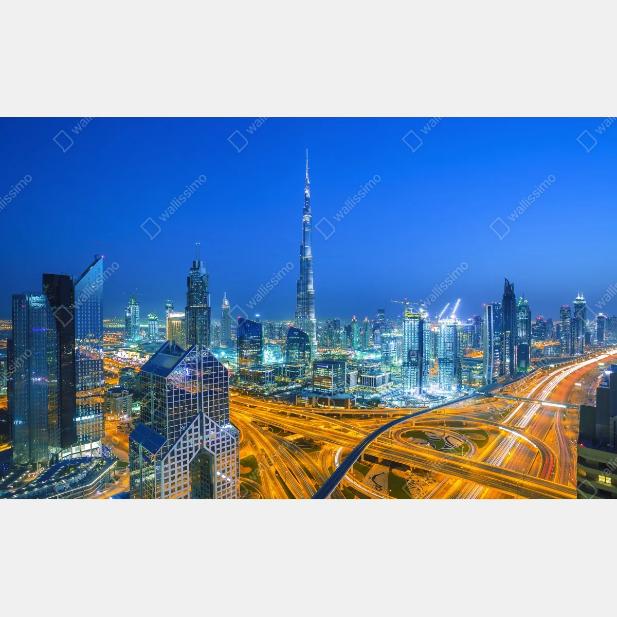 Fototapeta panorama Dubaju o zmierzchu – Wallissimo® Fototapeta panorama Dubaju o zmierzchu – Wallissimo®