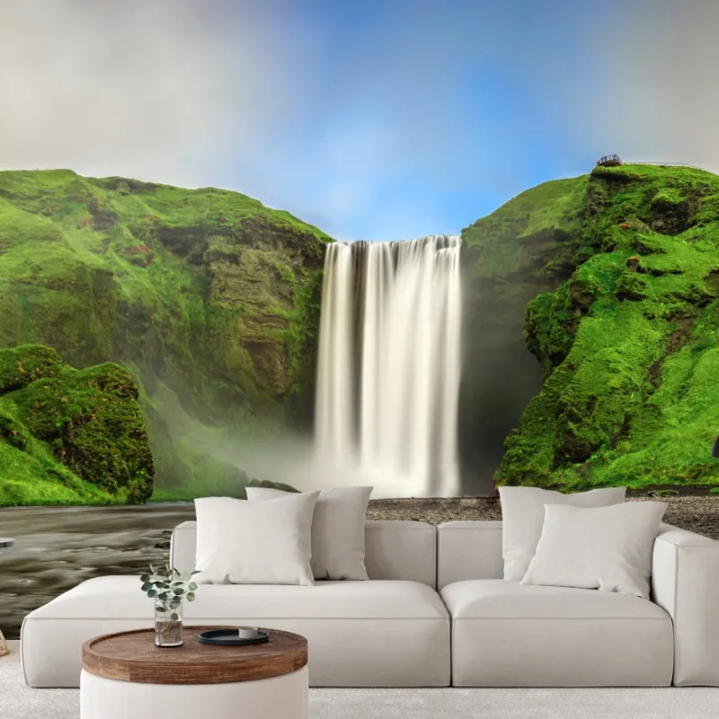 Fototapeta panorama wodospadu Skogafoss – Wallissimo® Fototapeta panorama wodospadu Skogafoss – Wallissimo®