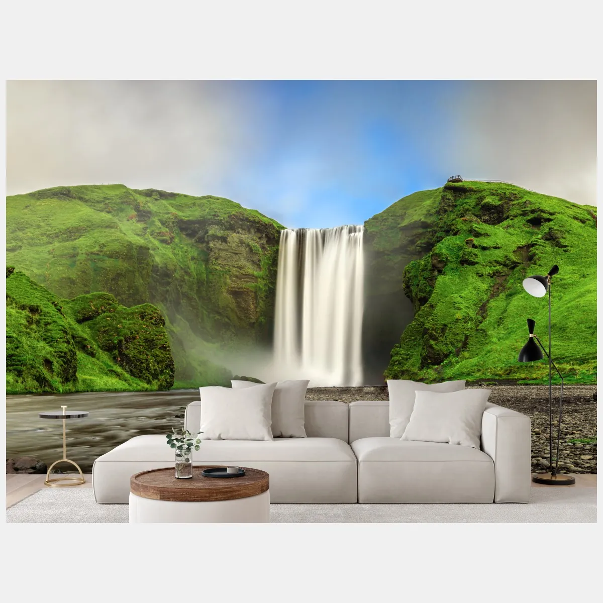 Fototapeta panorama wodospadu Skogafoss – Wallissimo® Fototapeta panorama wodospadu Skogafoss – Wallissimo®