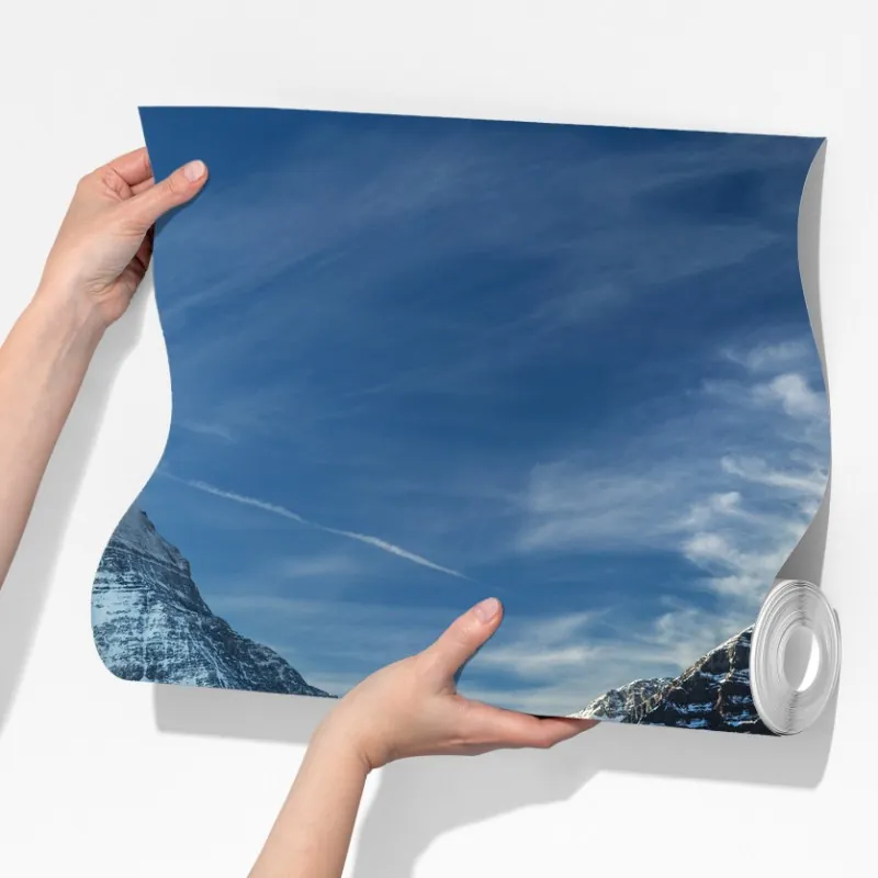 Fototapeta ośnieżone szczyty odbite w jesiennym alpejskim jeziorze – Wallissimo® Fototapeta ośnieżone szczyty odbite w jesiennym alpejskim jeziorze – Wallissimo®