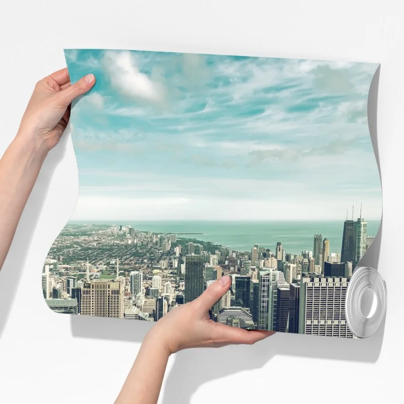 Fototapeta Chicago panorama miasta z lotu ptaka w turkusowych tonach – Wallissimo® Fototapeta Chicago panorama miasta z lotu ptaka w turkusowych tonach – Wallissimo®