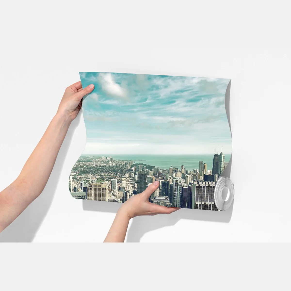 Fototapeta Chicago panorama miasta z lotu ptaka w turkusowych tonach – Wallissimo® Fototapeta Chicago panorama miasta z lotu ptaka w turkusowych tonach – Wallissimo®
