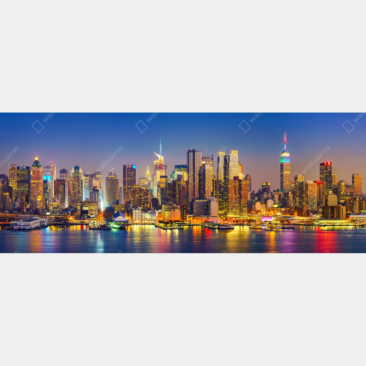 Fototapeta panorama Manhattanu o zmierzchu – Wallissimo® Fototapeta panorama Manhattanu o zmierzchu – Wallissimo®