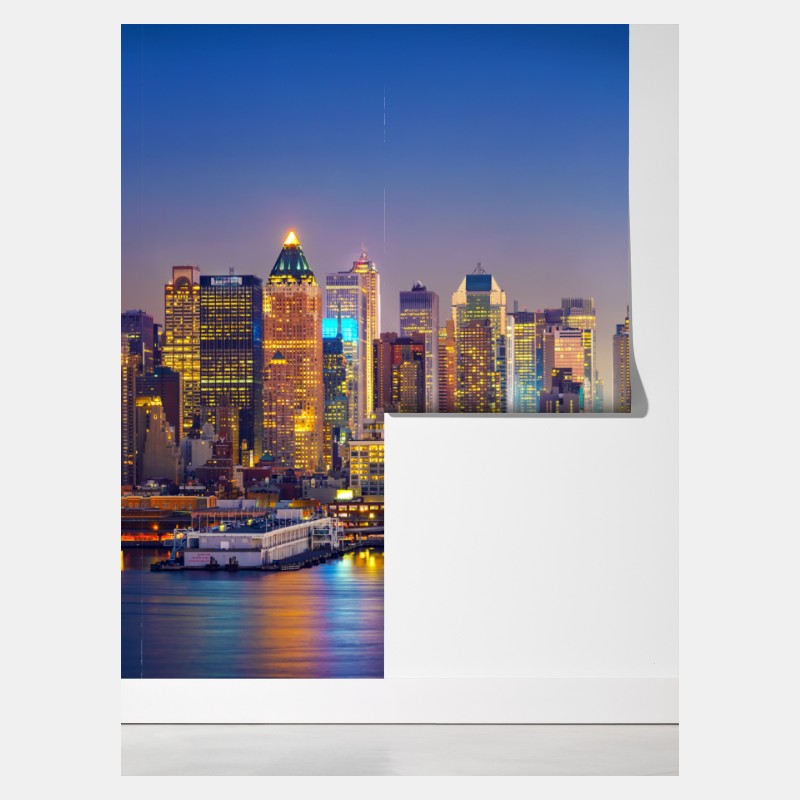 Fototapeta panorama Manhattanu o zmierzchu – Wallissimo® Fototapeta panorama Manhattanu o zmierzchu – Wallissimo®