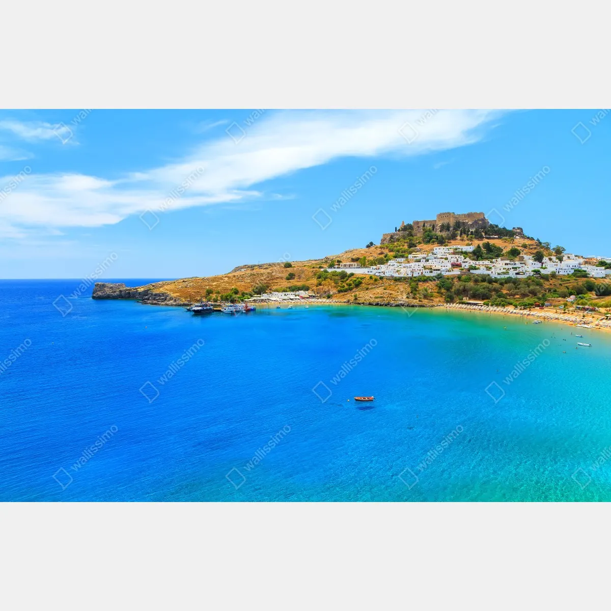 Fototapeta słoneczna zatoka z nadmorskim miasteczkiem – Wallissimo® Fototapeta słoneczna zatoka z nadmorskim miasteczkiem – Wallissimo®