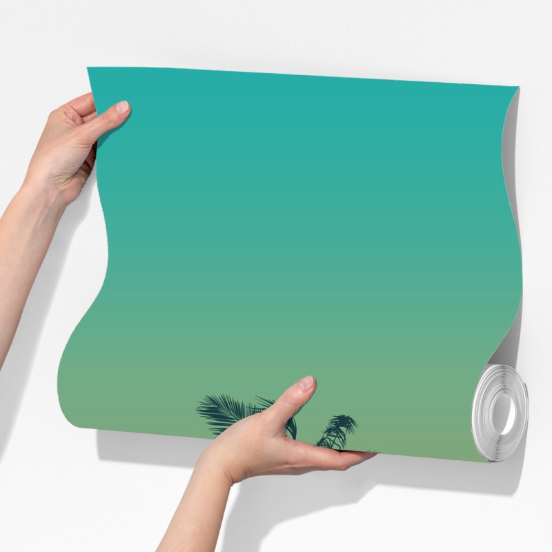 Fototapeta tropikalny zachód słońca z palmami – Wallissimo® Fototapeta tropikalny zachód słońca z palmami – Wallissimo®