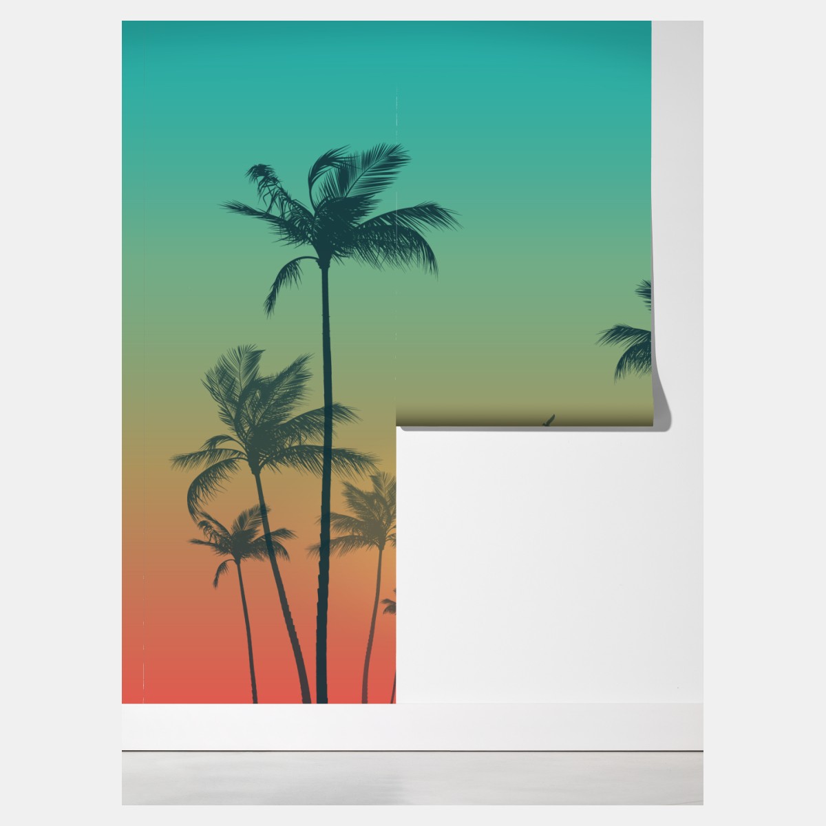 Fototapeta tropikalny zachód słońca z palmami – Wallissimo® Fototapeta tropikalny zachód słońca z palmami – Wallissimo®