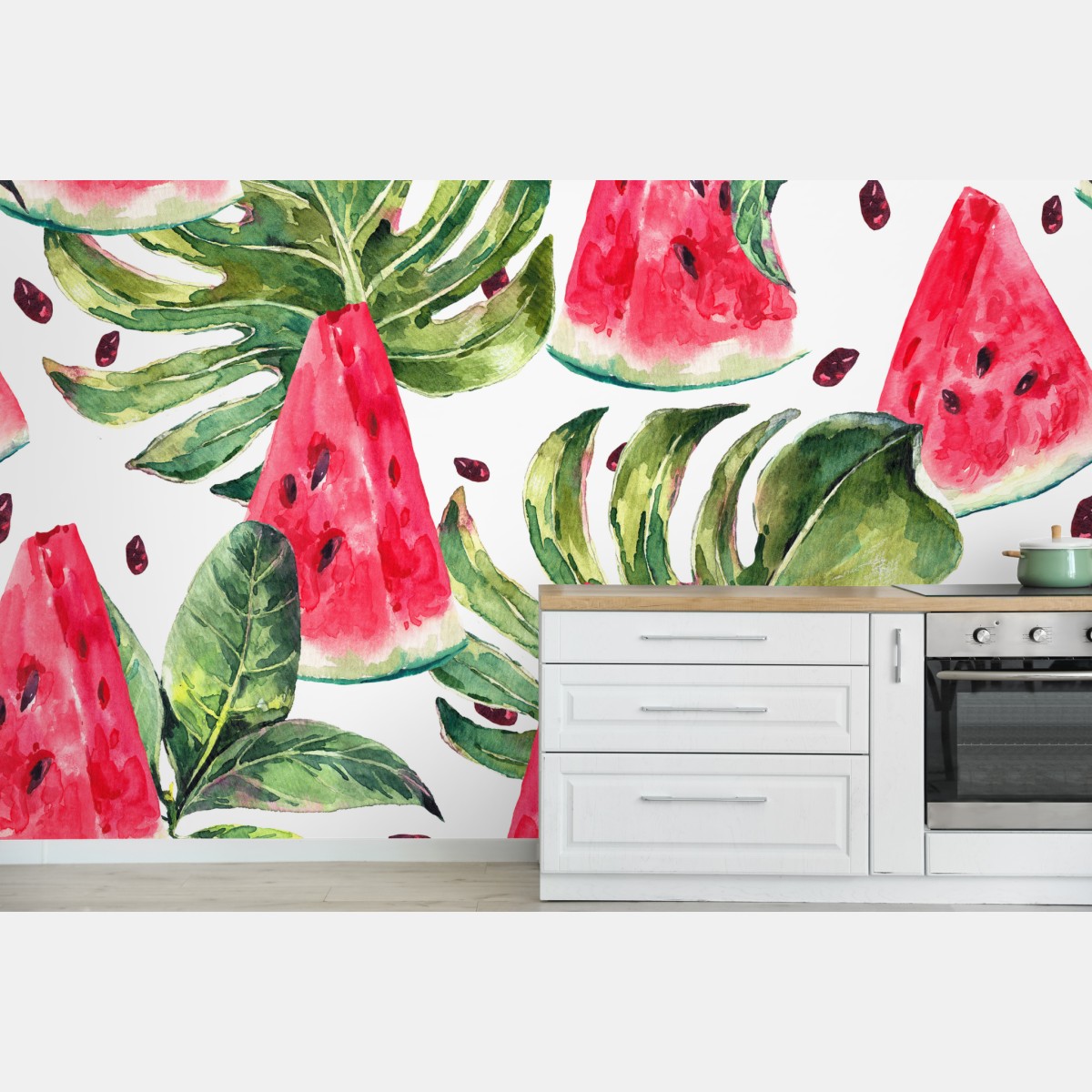 Wall mural watercolor watermelon summer pattern