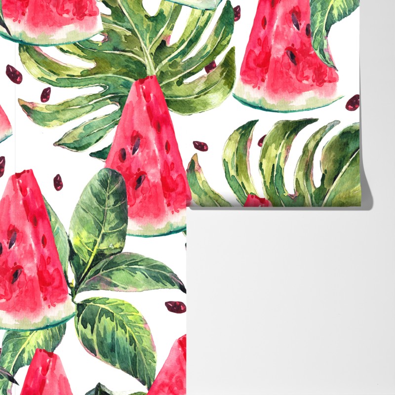 Fototapeta akwarelowy wzór z arbuzami – Wallissimo® Fototapeta akwarelowy wzór z arbuzami – Wallissimo®