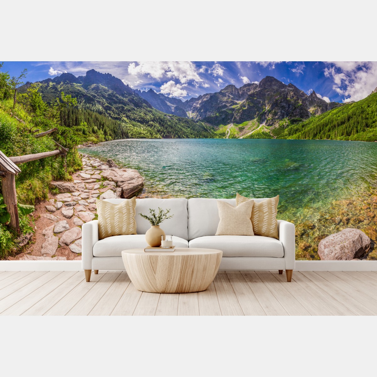 Wall mural panoramic view of Morskie Oko, Tatra Mountains