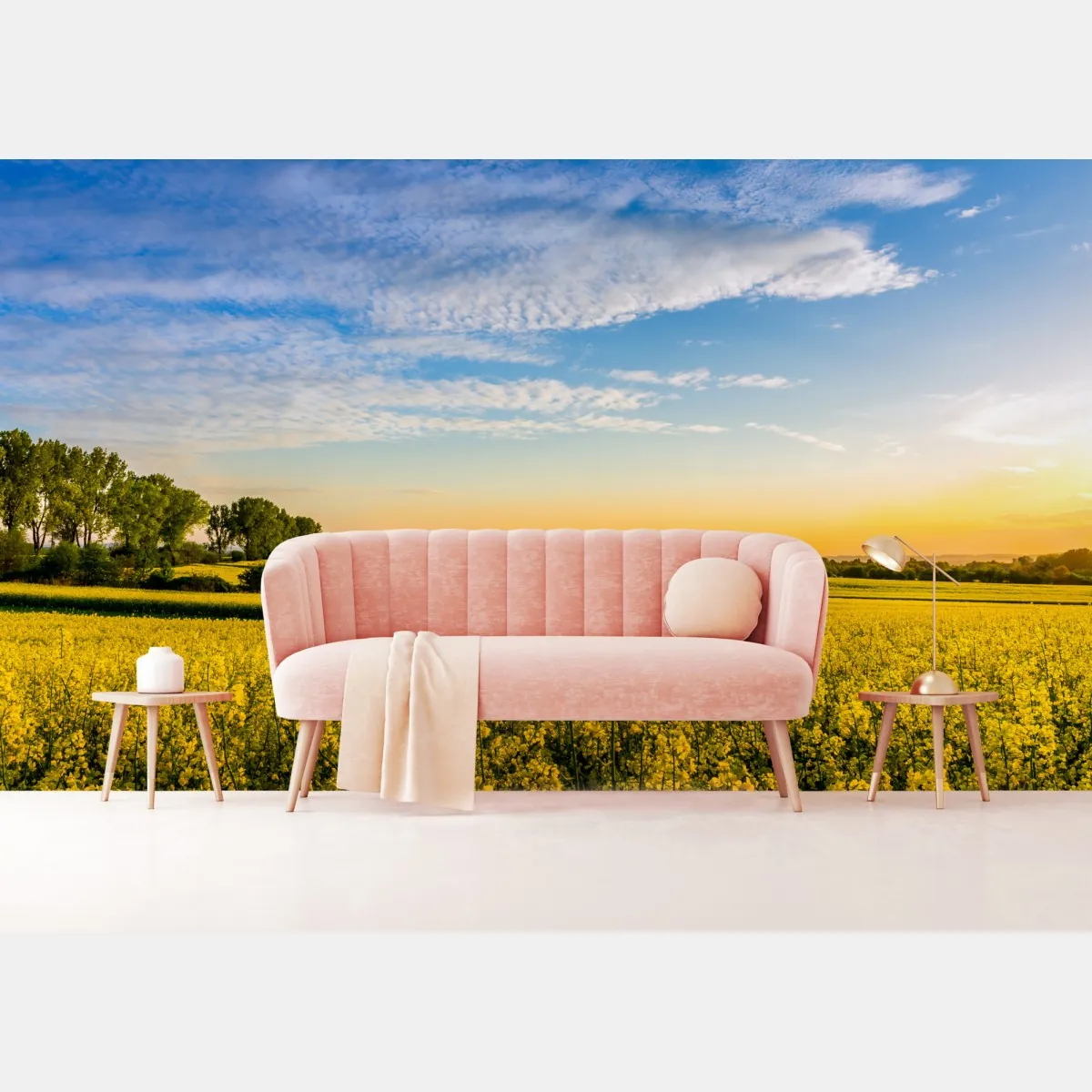 Fototapeta słoneczne pole rzepaku o zachodzie słońca – Wallissimo® Fototapeta słoneczne pole rzepaku o zachodzie słońca – Wallissimo®