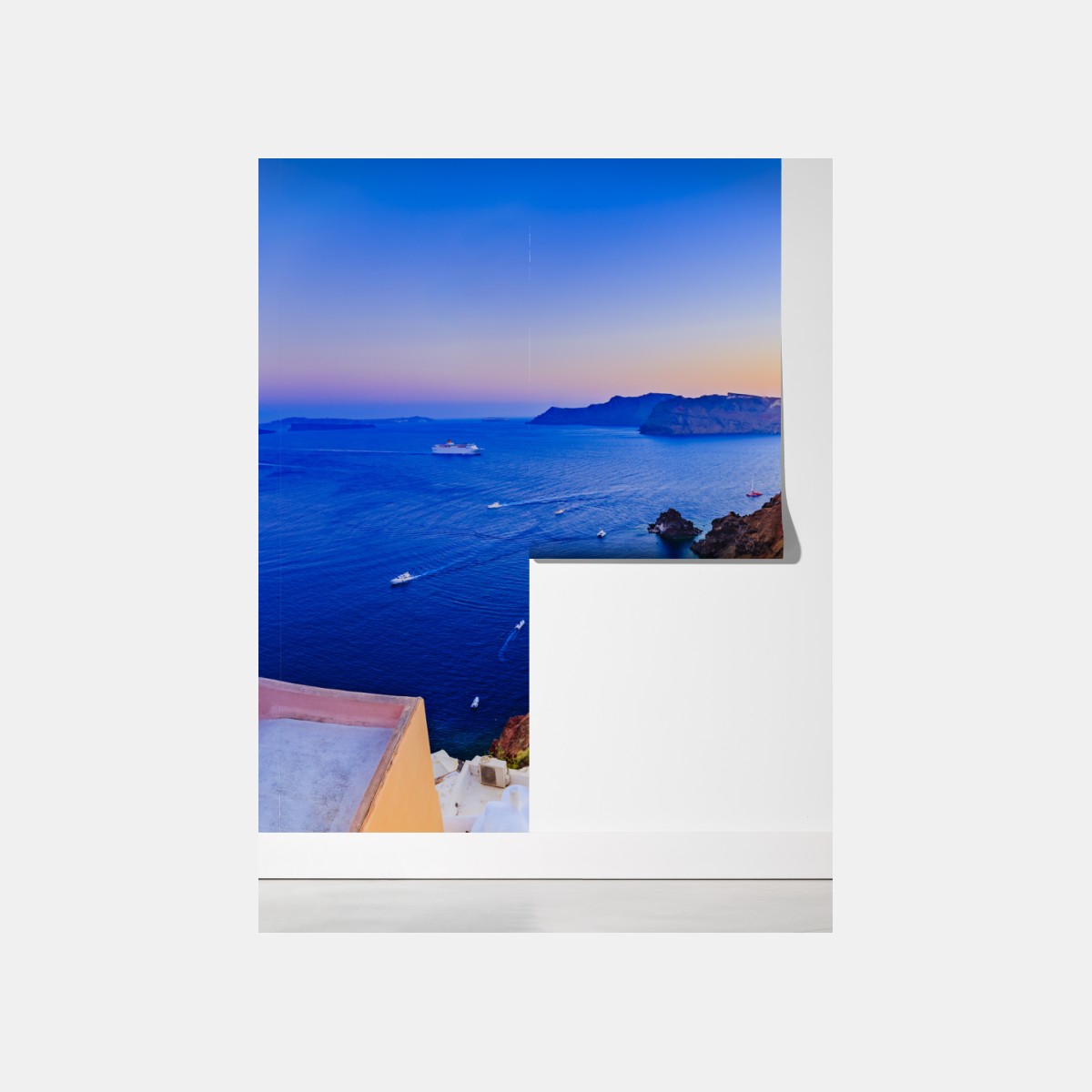 Fototapeta Santorini zachód słońca nad niebieskimi kopułami – Wallissimo® Fototapeta Santorini zachód słońca nad niebieskimi kopułami – Wallissimo®