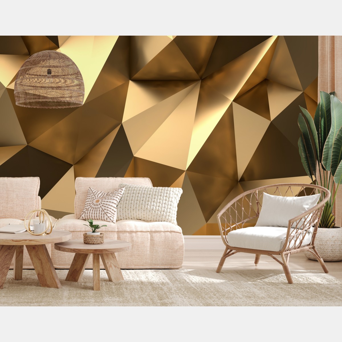 Wall mural gold geometric facets