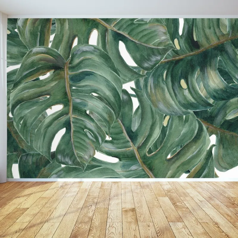 Fototapeta malowane akwarelą liście monstery – Wallissimo® Fototapeta malowane akwarelą liście monstery – Wallissimo®