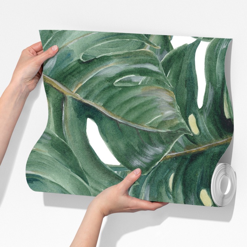 Fototapeta malowane akwarelą liście monstery – Wallissimo® Fototapeta malowane akwarelą liście monstery – Wallissimo®