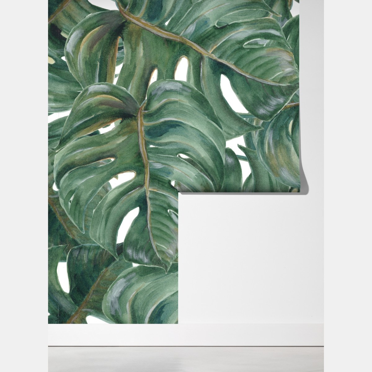 Fototapeta malowane akwarelą liście monstery – Wallissimo® Fototapeta malowane akwarelą liście monstery – Wallissimo®