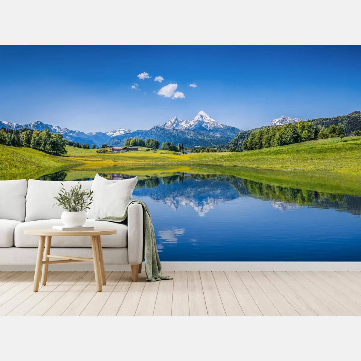 Fototapeta alpejskie odbicie: spokojny krajobraz górski – Wallissimo® Fototapeta alpejskie odbicie: spokojny krajobraz górski – Wallissimo®