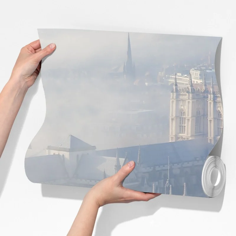 Fototapeta mglisty widok z lotu ptaka na Big Ben i Pałac Westminsterski – Wallissimo® Fototapeta mglisty widok z lotu ptaka na Big Ben i Pałac Westminsterski – Wallissimo®