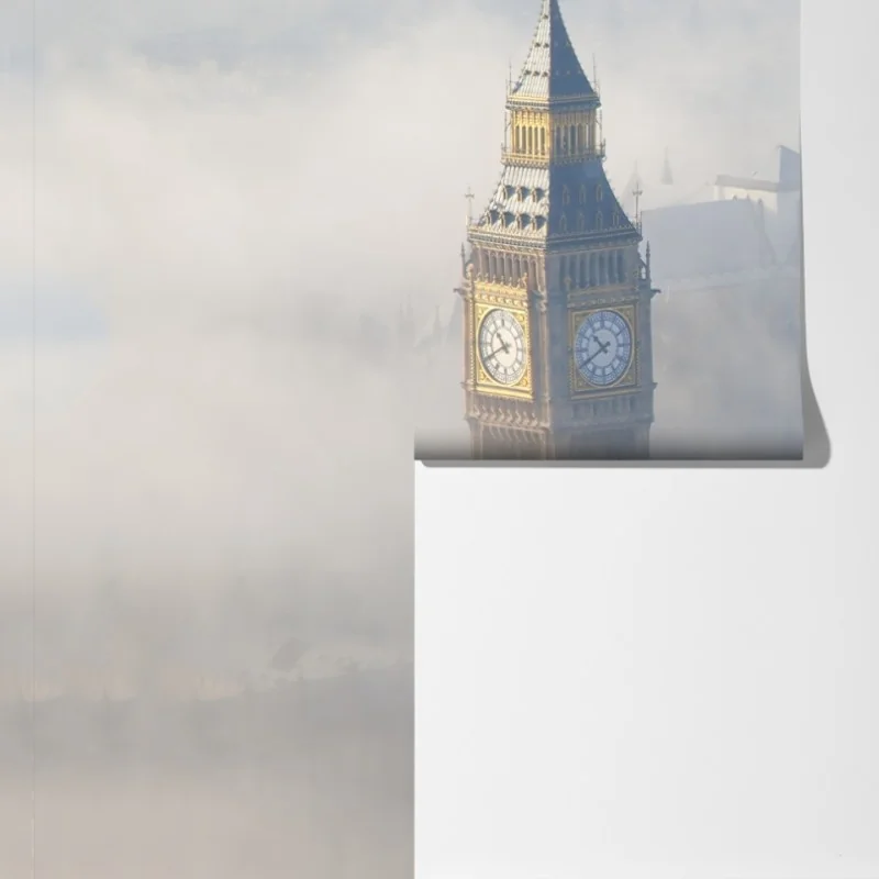 Fototapeta mglisty widok z lotu ptaka na Big Ben i Pałac Westminsterski – Wallissimo® Fototapeta mglisty widok z lotu ptaka na Big Ben i Pałac Westminsterski – Wallissimo®