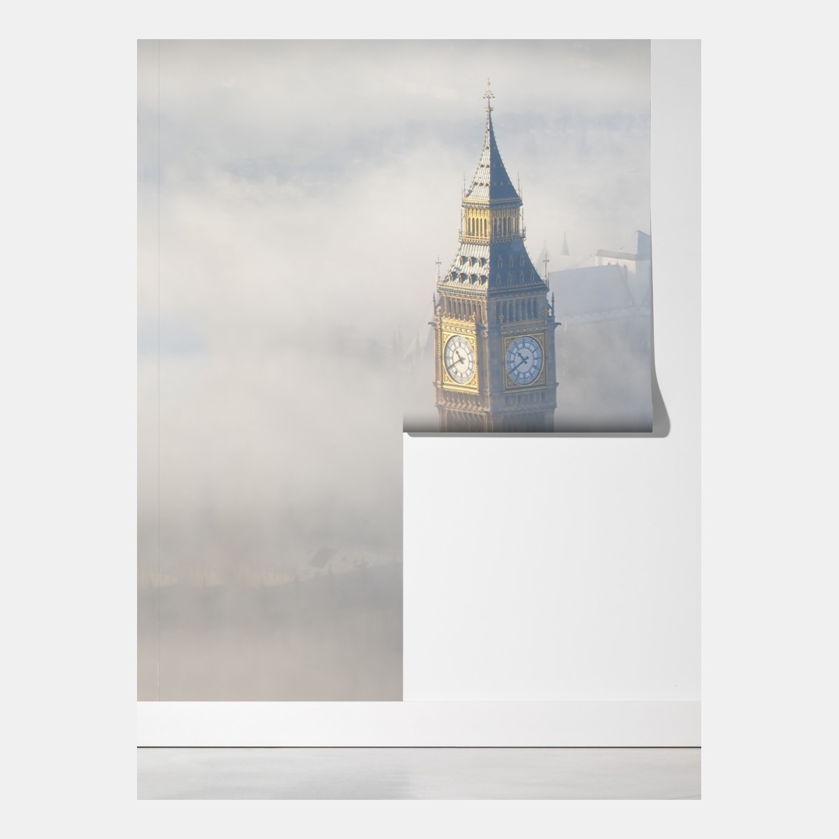 Fototapeta mglisty widok z lotu ptaka na Big Ben i Pałac Westminsterski – Wallissimo® Fototapeta mglisty widok z lotu ptaka na Big Ben i Pałac Westminsterski – Wallissimo®