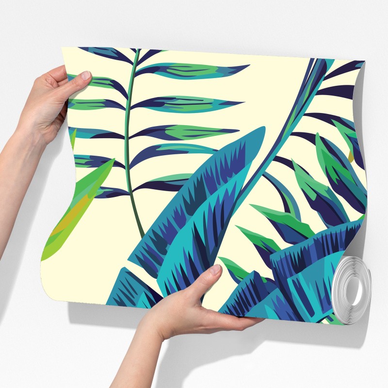 Fototapeta tropikalne turkusowe liście – Wallissimo® Fototapeta tropikalne turkusowe liście – Wallissimo®