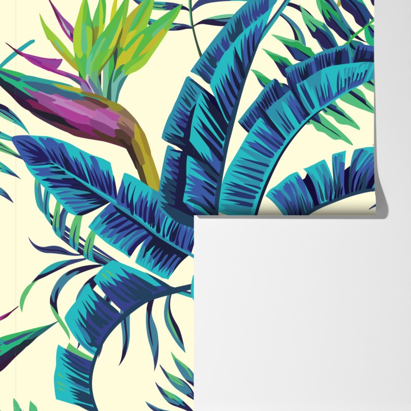 Fototapeta tropikalne turkusowe liście – Wallissimo® Fototapeta tropikalne turkusowe liście – Wallissimo®