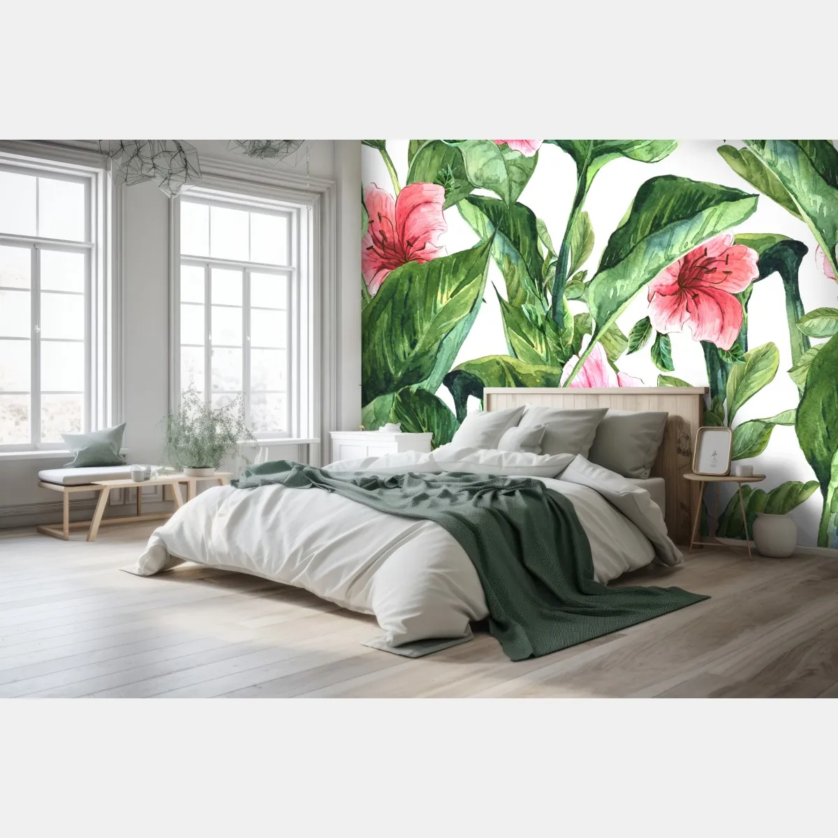 Fototapeta różowy akwarelowy motyw botaniczny – Wallissimo® Fototapeta różowy akwarelowy motyw botaniczny – Wallissimo®