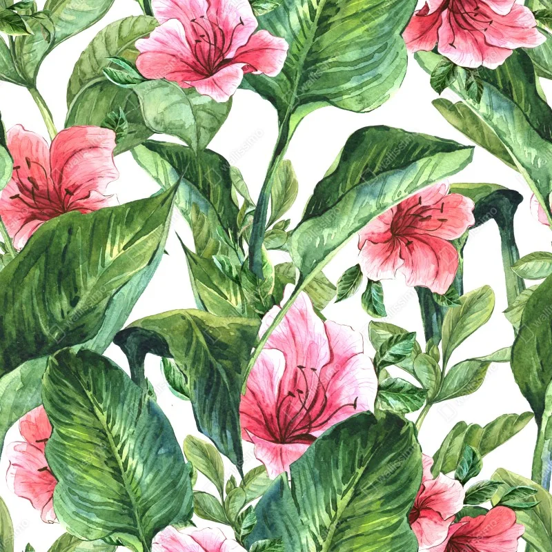 Fototapeta różowy akwarelowy motyw botaniczny – Wallissimo® Fototapeta różowy akwarelowy motyw botaniczny – Wallissimo®