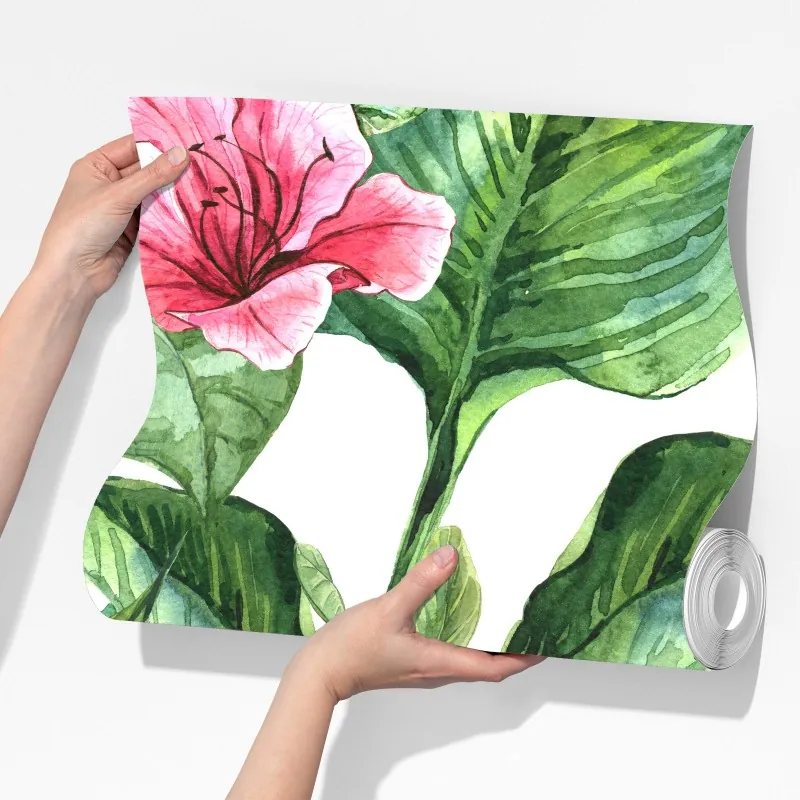 Fototapeta różowy akwarelowy motyw botaniczny – Wallissimo® Fototapeta różowy akwarelowy motyw botaniczny – Wallissimo®