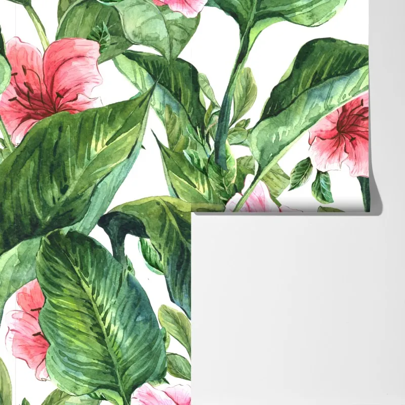 Fototapeta różowy akwarelowy motyw botaniczny – Wallissimo® Fototapeta różowy akwarelowy motyw botaniczny – Wallissimo®