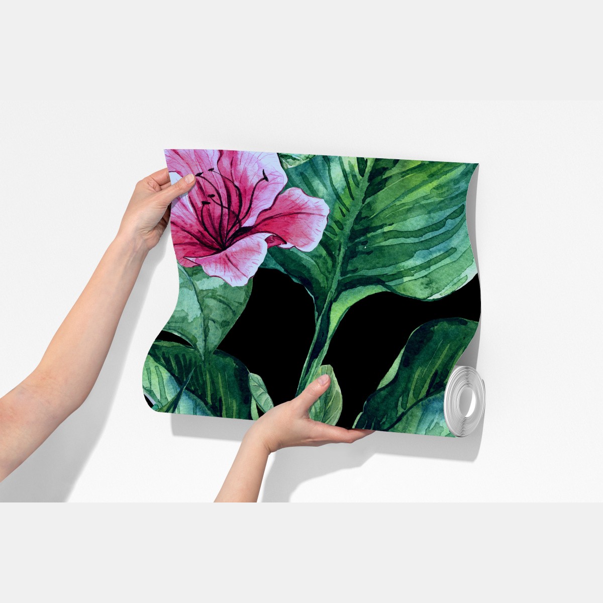 Fototapeta różowe akwarelowe kwiaty na czarnym tle – Wallissimo® Fototapeta różowe akwarelowe kwiaty na czarnym tle – Wallissimo®