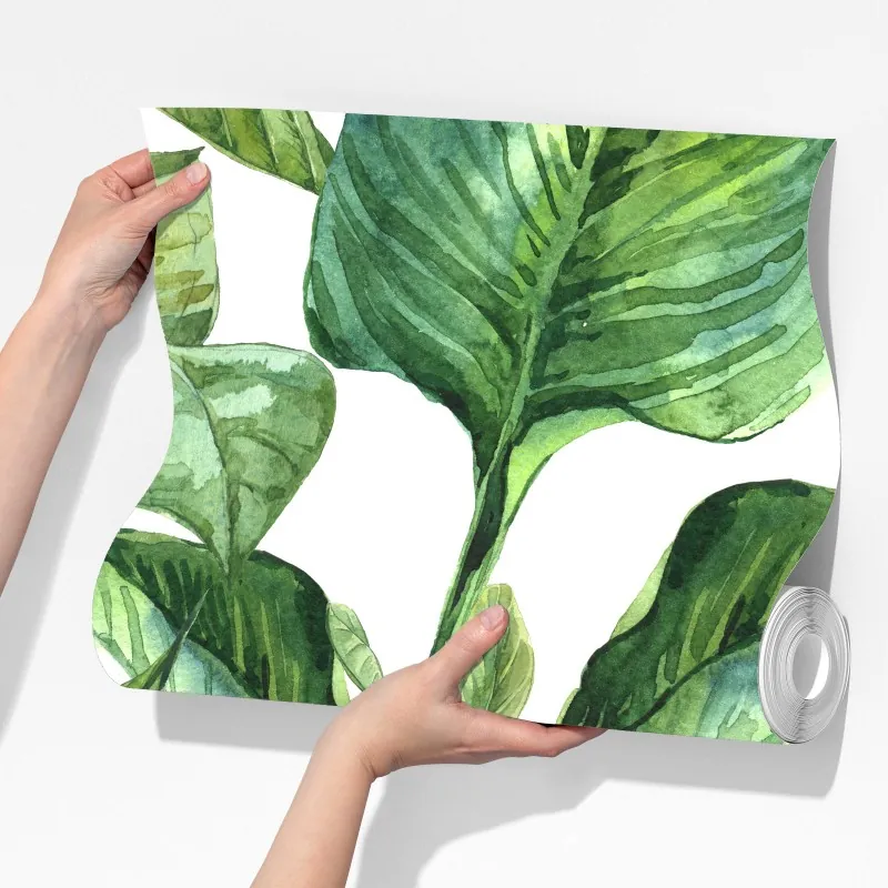 Fototapeta bujny akwarelowy wzór tropikalnych liści – Wallissimo® Fototapeta bujny akwarelowy wzór tropikalnych liści – Wallissimo®