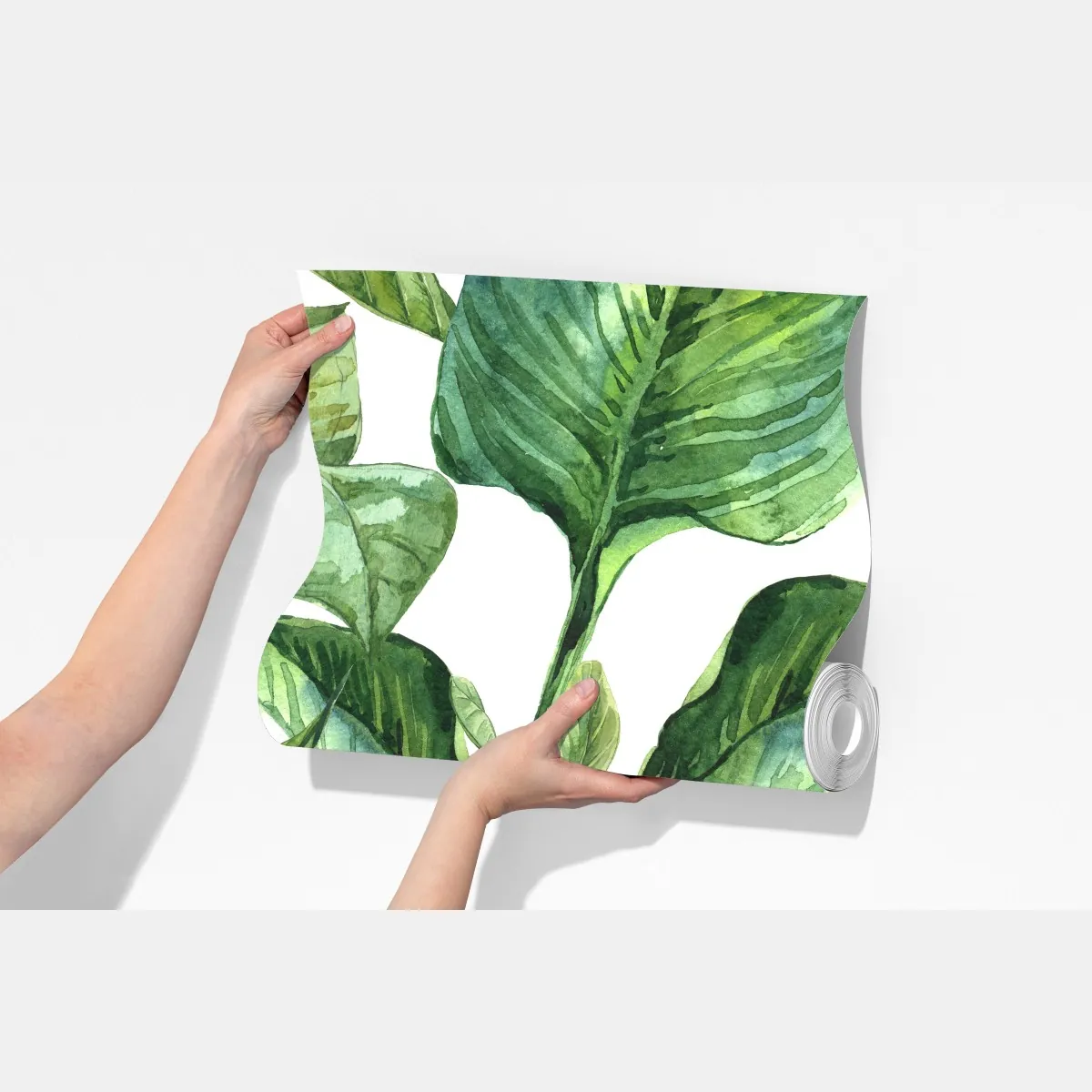 Fototapeta bujny akwarelowy wzór tropikalnych liści – Wallissimo® Fototapeta bujny akwarelowy wzór tropikalnych liści – Wallissimo®