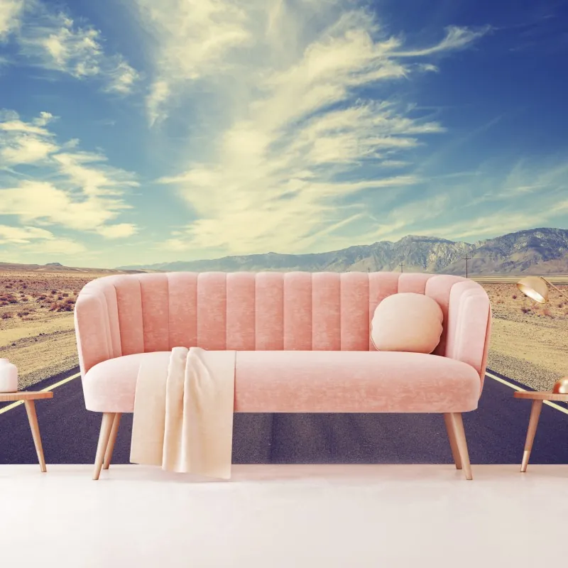 Fototapeta vintage wiejska droga pod rozległym niebem