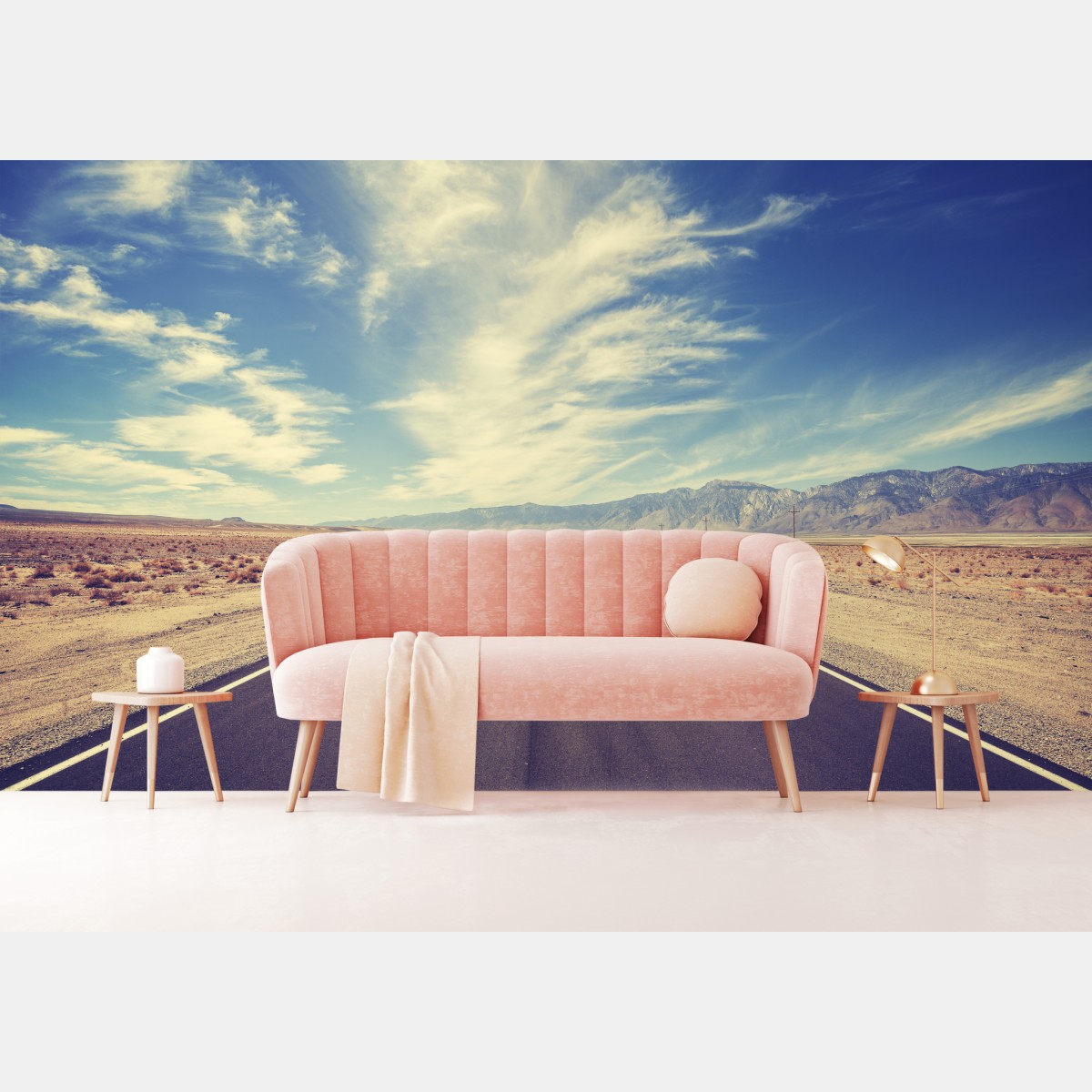 Wall mural vintage country highway under vast sky