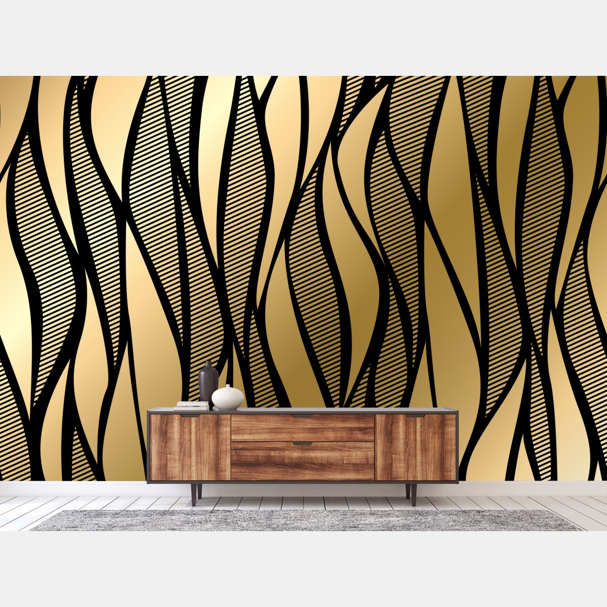 Wall mural luxury gold abstract wave pattern