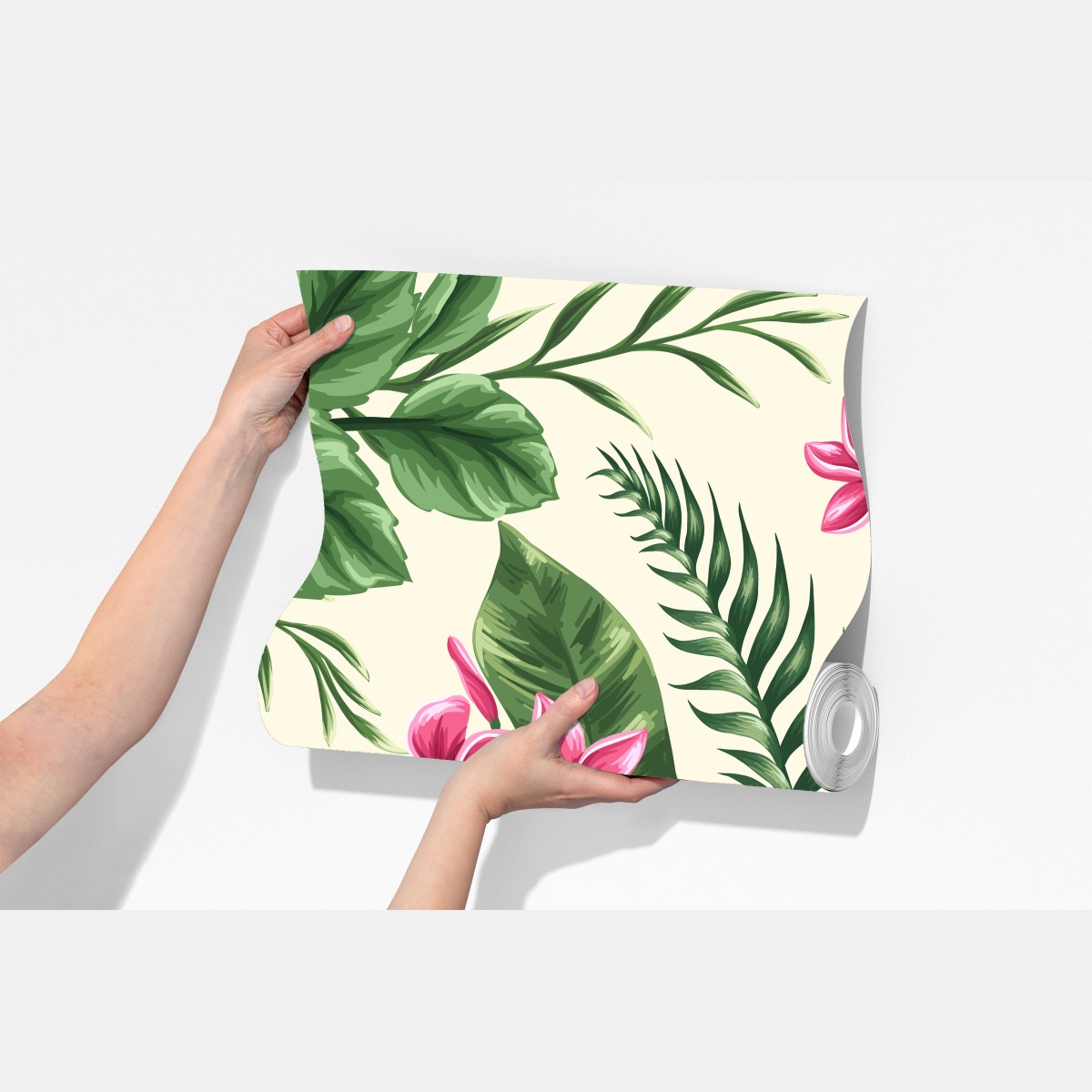 Fototapeta tropikalny wzór z różowym hibiskusem – Wallissimo® Fototapeta tropikalny wzór z różowym hibiskusem – Wallissimo®