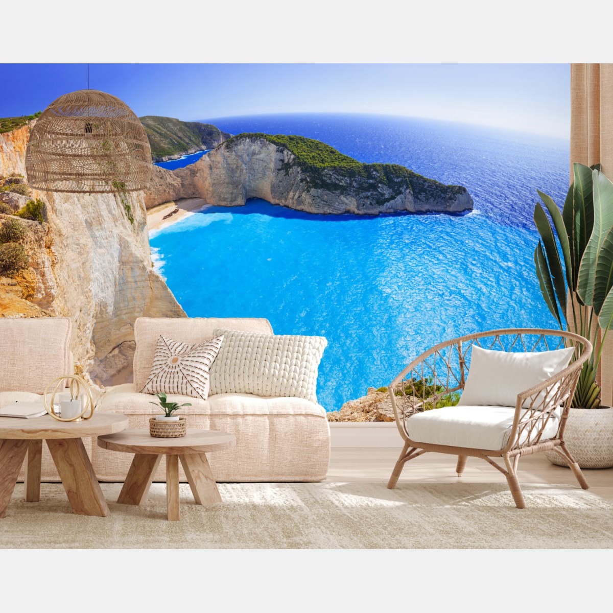 Wall mural turquoise cliff beach panorama