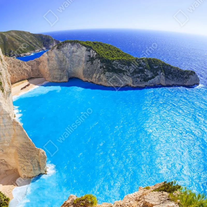 Fototapeta turkusowa panorama klifu i plaży – Wallissimo® Fototapeta turkusowa panorama klifu i plaży – Wallissimo®