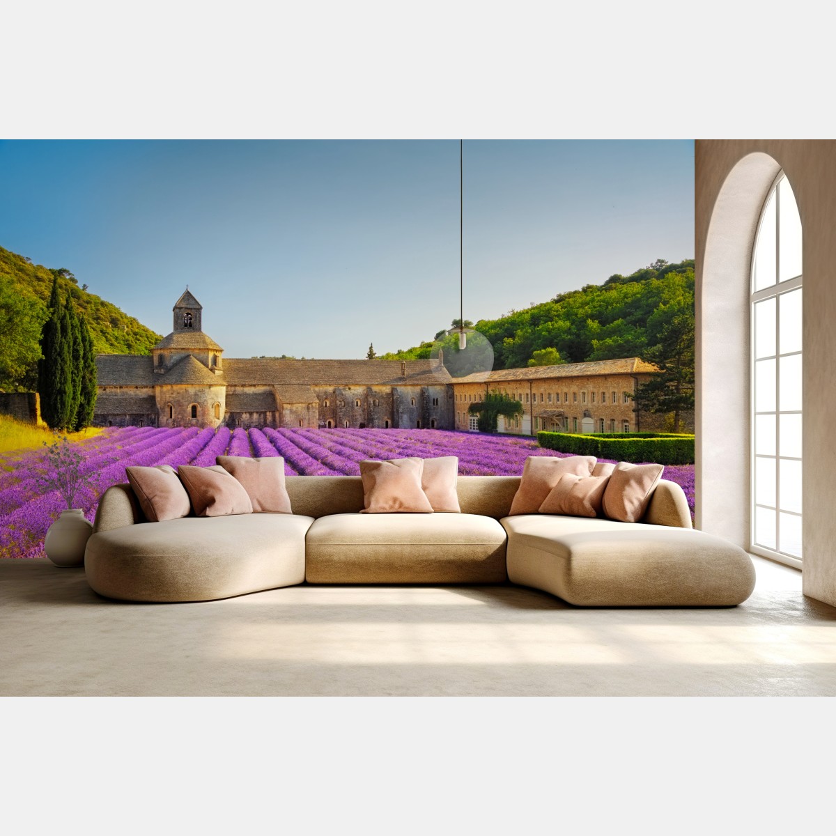 Wall mural lavender fields at Abbey of Sénanque, Provence