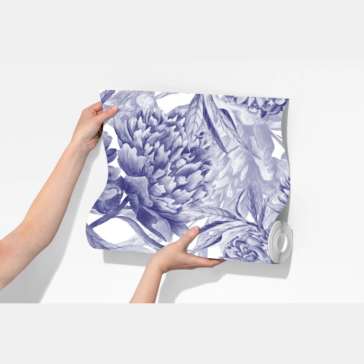 Fototapeta niebieskie peonie w stylu botanicznym – Wallissimo® Fototapeta niebieskie peonie w stylu botanicznym – Wallissimo®