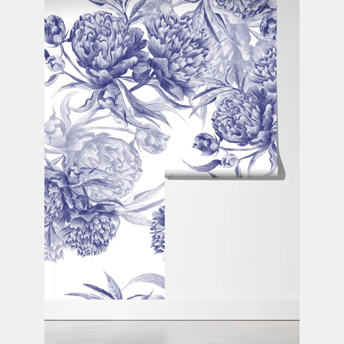 Fototapeta niebieskie peonie w stylu botanicznym – Wallissimo® Fototapeta niebieskie peonie w stylu botanicznym – Wallissimo®