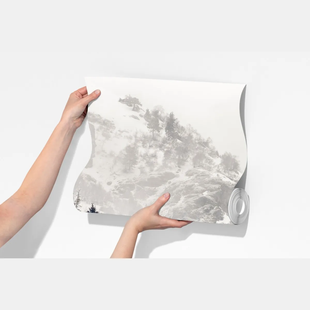 Fototapeta mglista góra z urwiskiem i sosnowym lasem – Wallissimo® Fototapeta mglista góra z urwiskiem i sosnowym lasem – Wallissimo®