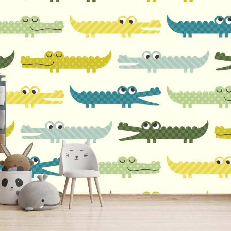 Fototapeta wesoły wzór krokodyli do pokoju dziecięcego