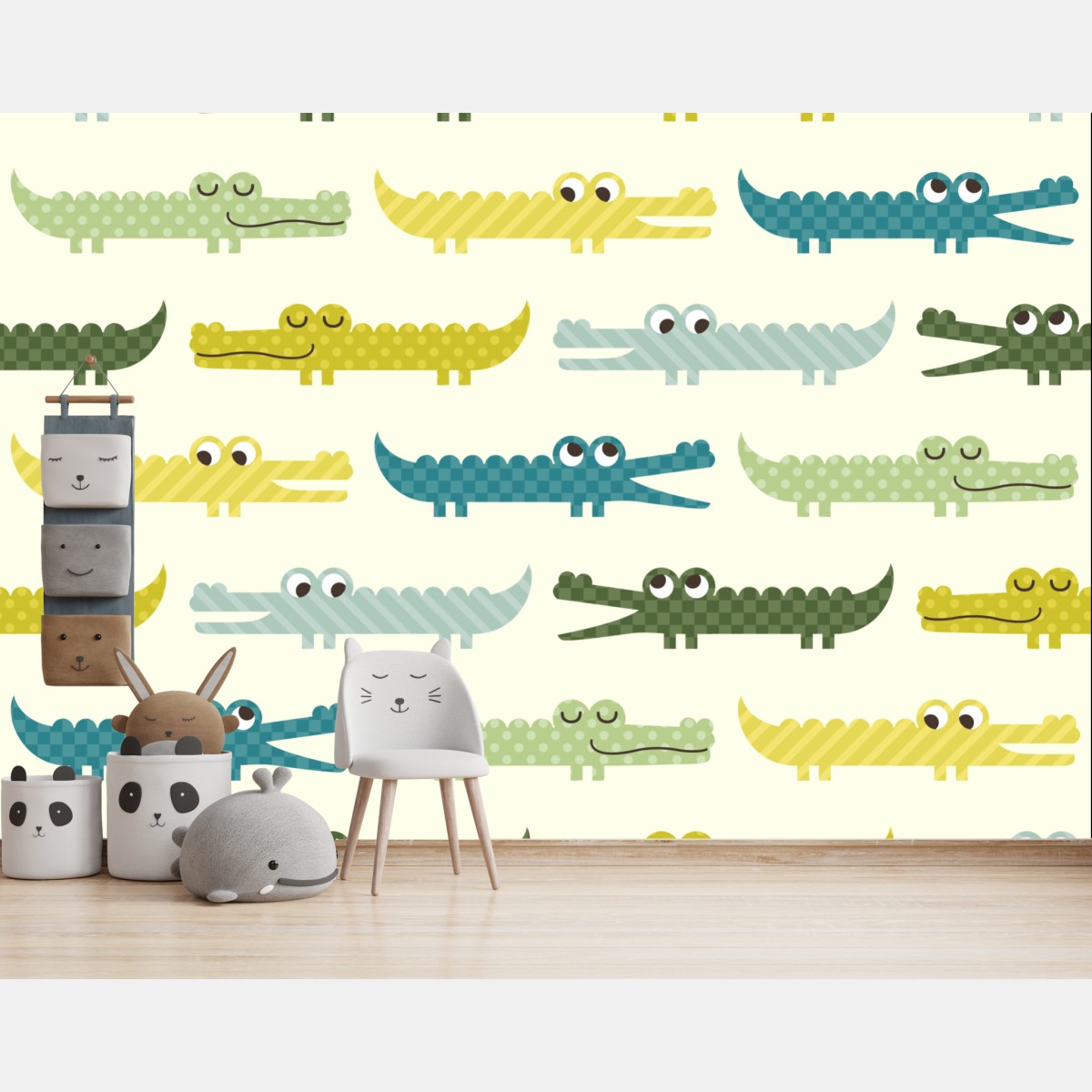 Wall mural playful crocodile pattern for kids room