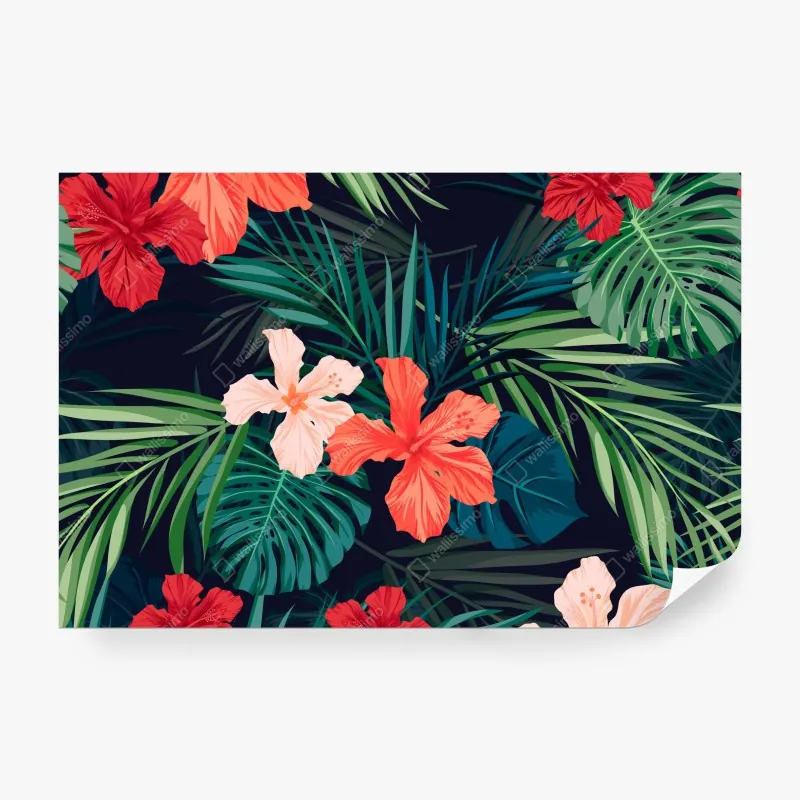 Fototapeta tropikalny wzór z hibiskusem